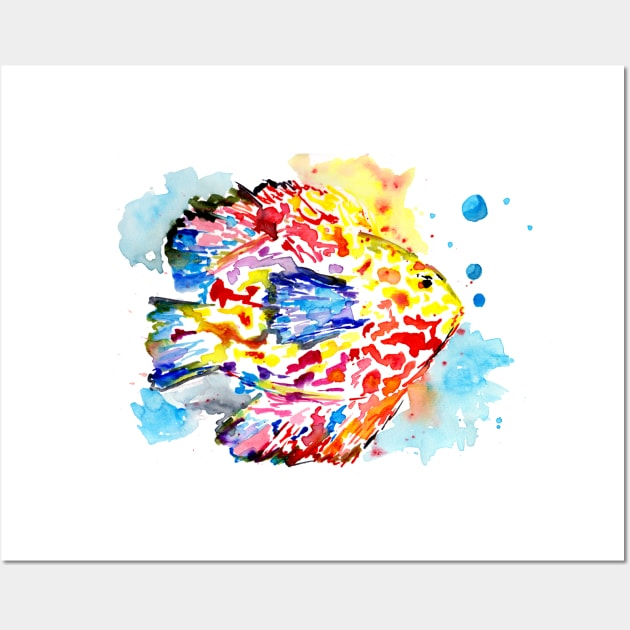 Rainbow Fish Watercolor Wall Art by ZeichenbloQ